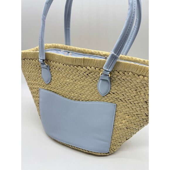 Macy's On 34th Isabellaa straw drawstring large beach tote - Light blue/Natural - Picture 4 of 10